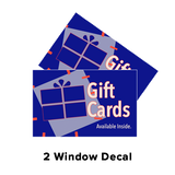 Custom Gift Cards Starter Kit with 1 Double Sided Sign with Holder, 2 Table Tents, 2 Window Decals, 1 Acrylic Card Holder
